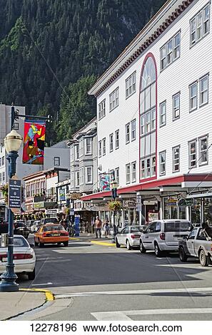 Store fronts along South Franklin Street in downtown Juneau, Southeast Alaska View Large Photo Image Stock Photograph - Store fronts along South Franklin Street in downtown Juneau, Southeast Alaska. Fotosearch