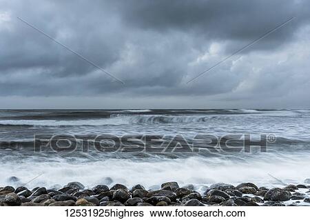Stormy weather stirs up the restless Pacific Ocean; Seaside, Oregon, United States of America View Large Photo Image Stock Photograph - Stormy weather stirs up the restless Pacific Ocean; Seaside, Oregon, United States of America. Fotosearch