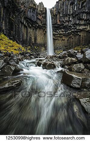 Stock Photograph - Svartifoss waterfall; Iceland. Fotosearch