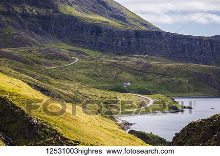 The road along the coast of the Strandir Coast; Djupavik, West Fjords, Iceland View Large Photo Image Stock Photograph - The road along the coast of the Strandir Coast; Djupavik, West Fjords, Iceland. Fotosearch