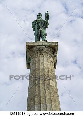 Stock Photograph - The Victor is a monument in the Upper Town of the Belgrade Fortress; Belgrade, Vojvodina, Serbia. Fotosearch