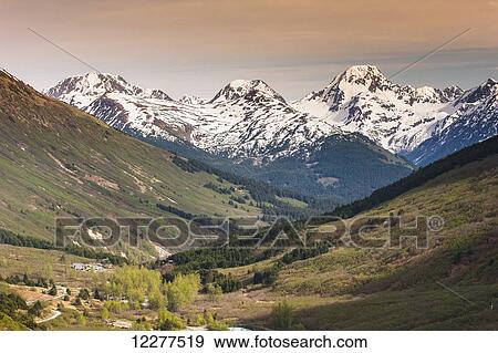 The view of Girdwood from Crow Pass Trail, Southcentral Alaska. View Large Photo Image Stock Photo - The view of Girdwood from Crow Pass Trail, Southcentral Alaska.. Fotosearch