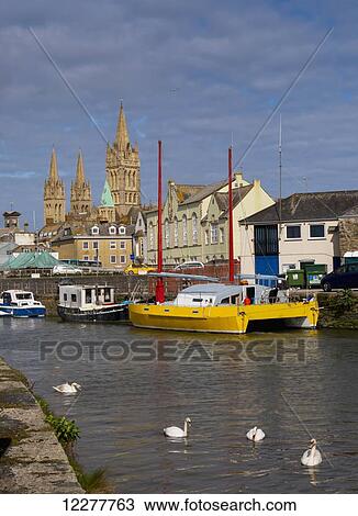 Truro Cathedral and boats in the water; Cornwall, England View Large Photo Image Stock Image - Truro Cathedral and boats in the water; Cornwall, England. Fotosearch