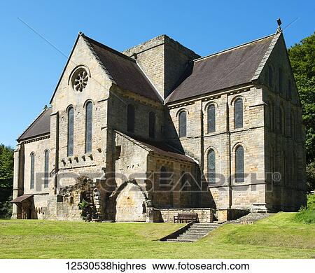 Stock Photograph - Twelfth century Augustinian priory church of Brinkburn, near Rothbury; Northumberland, England. Fotosearch