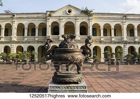 Stock Photograph - Urn in the Central Sector of the Imperial Citadel of Thang Long; Hanoi, Hanoi, Vietnam. Fotosearch