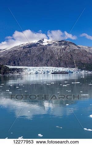 View of a cruise ship at the face of Margerie Glacier, Glacier Bay National Park, Southeast Alaska, Summer. View Large Photo Image Stock Image - View of a cruise ship at the face of Margerie Glacier, Glacier Bay National Park, Southeast Alaska, Summer.. Fotosearch