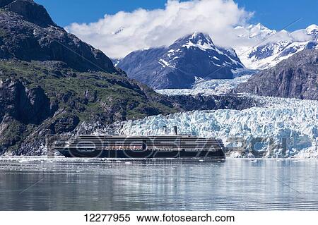 View of a cruise ship at the face of Margerie Glacier, Glacier Bay National Park, Southeast Alaska, Summer. View Large Photo Image Stock Photography - View of a cruise ship at the face of Margerie Glacier, Glacier Bay National Park, Southeast Alaska, Summer.. Fotosearch