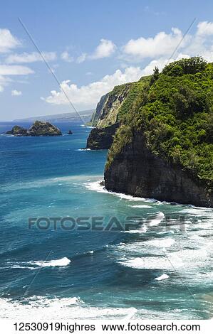 View of the Hamakua coastline from a trailhead lookout, Pololu Valley, North Kohala; Island of Hawaii, Hawaii, United States of America View Large Photo Image Stock Photograph - View of the Hamakua coastline from a trailhead lookout, Pololu Valley, North Kohala; Island of Hawaii, Hawaii, United States of America. Fotosearch