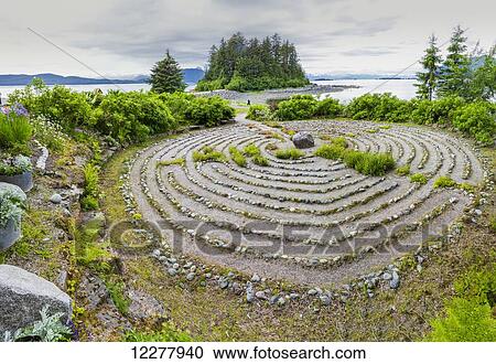 View of the Labyrinth at the Shrine of St. Therese near Juneau, Southeast Alaska, Summer. View Large Photo Image Stock Image - View of the Labyrinth at the Shrine of St. Therese near Juneau, Southeast Alaska, Summer.. Fotosearch