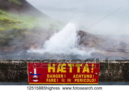 Warning sign in front of Europe's largest hot water spring; Kleppjarnsreykir, Iceland View Large Photo Image Stock Photograph - Warning sign in front of Europe's largest hot water spring; Kleppjarnsreykir, Iceland. Fotosearch