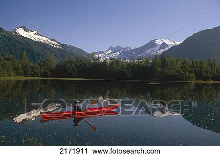 Woman Kayaker In Moose Lake Near Mendenhall Glacier Se Ak View Large Photo Image Stock Image - Woman Kayaker In Moose Lake Near Mendenhall Glacier Se Ak. Fotosearch