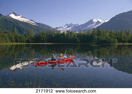 Woman Kayaking On Moose Lake Mendenhall Glr Rec Ak/Nsoutheast View Large Photo Image Stock Image - Woman Kayaking On Moose Lake Mendenhall Glr Rec Ak/Nsoutheast. Fotosearch