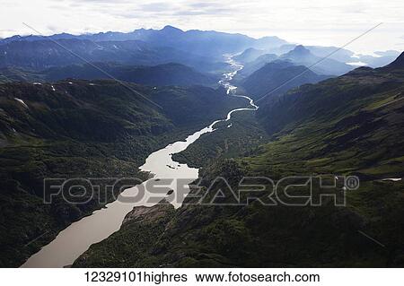 Stock Photograph - Wosnesenski Lake in the Kenai Mountains, Kachemak Bay State Park; Alaska, United States of America. Fotosearch