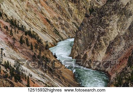 Stock Photograph - Yellowstone River flowing through the canyon, Yellowstone National Park; Wyoming, United States of America. Fotosearch