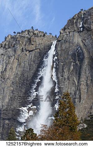 Yosemite Falls, Yosemite Valley in winter, Yosemite National Park; California, United States of America View Large Photo Image Stock Photograph - Yosemite Falls, Yosemite Valley in winter, Yosemite National Park; California, United States of America. Fotosearch