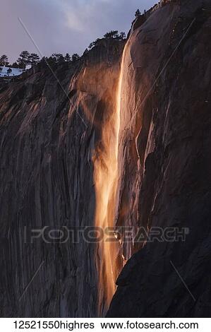 Yosemite Firefall at Horsetail Fall in Yosemite Valley, Yosemite National Park; California, United States of America View Large Photo Image Stock Photograph - Yosemite Firefall at Horsetail Fall in Yosemite Valley, Yosemite National Park; California, United States of America. Fotosearch