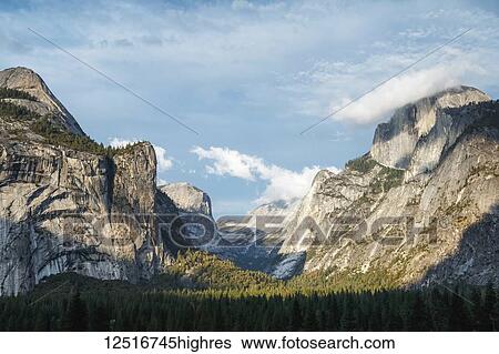 Stock Photograph - Yosemite Valley landscape, Yosemite National Park; California, United States of America. Fotosearch