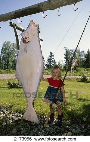 Young Girl Next To Halibut Kp Ak Summer View Large Photo Image Stock Photograph - Young Girl Next To Halibut Kp Ak Summer. Fotosearch