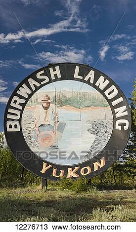 Burwash Landing highway sign, Kluane Lake, Northern Yukon Territory, Canada, Summer View Large Photo Image Stock Image - Burwash Landing highway sign, Kluane Lake, Northern Yukon Territory, Canada, Summer. Fotosearch