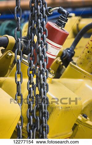 Picture - Diesel generator at an electrical power plant, Prudhoe Bay, Arctic Alaska, USA, Summer. Fotosearch