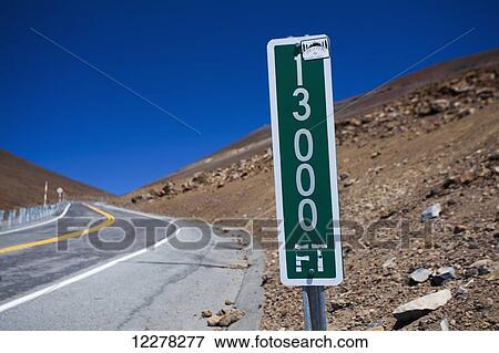 Elevation sign along road on the way to Mauna Kea; Island of Hawaii, Hawaii, United States of America View Large Photo Image Stock Photo - Elevation sign along road on the way to Mauna Kea; Island of Hawaii, Hawaii, United States of America. Fotosearch