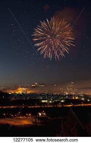 Stock Photography - Fireworks; Edmonton, Alberta, Canada. Fotosearch