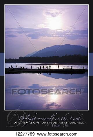 Fishermen standing in a row reflected in the Fraser River at sunset with Bible scripture; British Columbia, Canada View Large Photo Image Stock Photo - Fishermen standing in a row reflected in the Fraser River at sunset with Bible scripture; British Columbia, Canada. Fotosearch