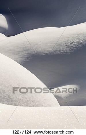 Picture - Fresh snow covered mounds with light and shadow creating interesting patterns; Banff, Alberta, Canada. Fotosearch