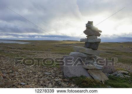 Inukshuk, Western Arm; Nunavut, Canada View Large Photo Image Stock Photo - Inukshuk, Western Arm; Nunavut, Canada. Fotosearch