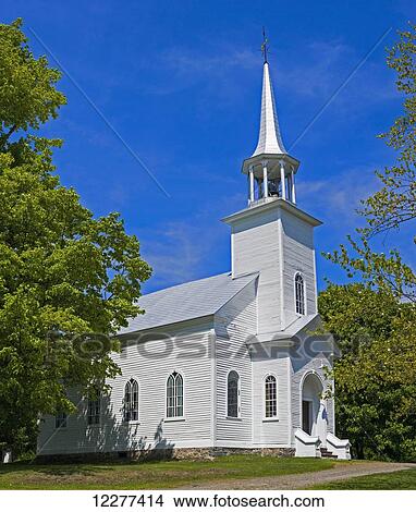 Picture - Old wooden church, St. Paul's Anglican Church; St. Paul d'abbotsford, Quebec, Canada. Fotosearch