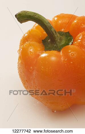 Stock Image - Orange pepper; Edmonton, Alberta, Canada. Fotosearch