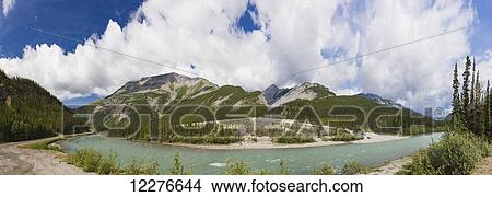 Picture - Panorama of the Toad River, Muncho Lake Provincial Park, British Columbia, Canada, Summer. Fotosearch