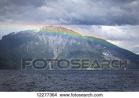 Rainbow over Princess Royal Channel with Gribbell Island in the background, Inside Passage, British Columbia, Canada View Large Photo Image Picture - Rainbow over Princess Royal Channel with Gribbell Island in the background, Inside Passage, British Columbia, Canada. Fotosearch