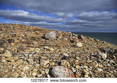 Stock Photo - Rock tundra, Western arm of the Arctic ocean; Kitikmeot Region, Nunavut, Canada. Fotosearch