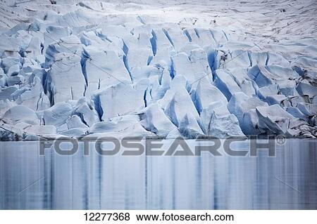 Scenic view of the face of Mendenhall Glacier reflecting in lake water, Juneau, Southeast Alaska View Large Photo Image Stock Photo - Scenic view of the face of Mendenhall Glacier reflecting in lake water, Juneau, Southeast Alaska. Fotosearch