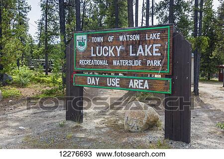 Town of Watson Lake water park sign, Lucky Lake, Yukon Territory, Canada, Summer View Large Photo Image Stock Image - Town of Watson Lake water park sign, Lucky Lake, Yukon Territory, Canada, Summer. Fotosearch