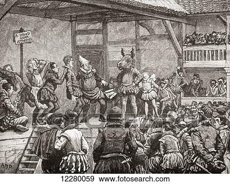 Stock Photo - A scene from the play Midsummer Night's Dream by William Shakespeare at the Globe Theater. From The Century Edition of Cassell's History of England, published 1901.. Fotosearch