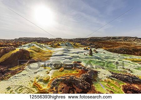 Acidic pools, mineral formations, salt deposits in the crater of Dallol Volcano, Danakil Depression; Afar Region, Ethiopia View Large Photo Image Stock Photograph - Acidic pools, mineral formations, salt deposits in the crater of Dallol Volcano, Danakil Depression; Afar Region, Ethiopia. Fotosearch