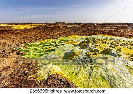 Acidic pools, mineral formations, salt deposits in the crater of Dallol Volcano, Danakil Depression; Afar Region, Ethiopia View Large Photo Image Stock Photograph - Acidic pools, mineral formations, salt deposits in the crater of Dallol Volcano, Danakil Depression; Afar Region, Ethiopia. Fotosearch