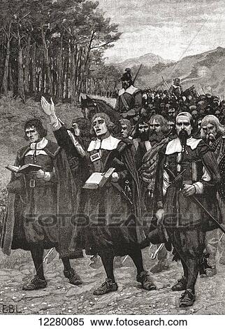 Stock Photography - Advance of the Covenanters across the Scottish border into England in 1640. From The Century Edition of Cassell's History of England, published 1901.. Fotosearch