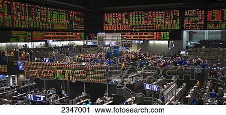 Stock Image - Agriculture - Interior trading floor of the Chicago Board of Trade and Commodities Exchange / Chicago, Illinois, USA.. Fotosearch