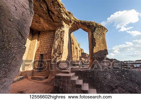 Biete Qeddus Mercoreus (House of Mark the Evangelist) Ethiopian Orthodox rock-cut church in the Southern Group of the Rock-Hewn Churches; Lalibela, Amhara Region, Ethiopia View Large Photo Image Stock Photograph - Biete Qeddus Mercoreus (House of Mark the Evangelist) Ethiopian Orthodox rock-cut church in the Southern Group of the Rock-Hewn Churches; Lalibela, Amhara Region, Ethiopia. Fotosearch