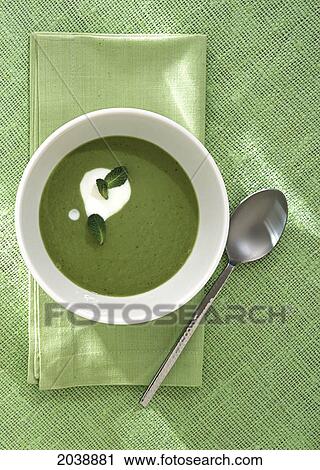 Bowl Of Pea Soup On A Green Background View Large Photo Image Stock Image - Bowl Of Pea Soup On A Green Background. Fotosearch