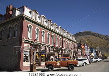 Stock Image - Buildings along Main Street; Silverton, Colorado, United States of America. Fotosearch