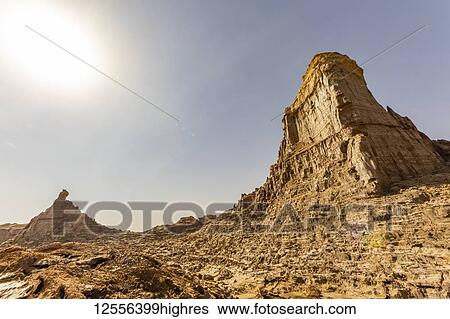 Stock Photograph - Canyon made of salt (mainly sodium chloride, potassium and magnesium), Danakil Depression; Dallol, Afar Region, Ethiopia. Fotosearch