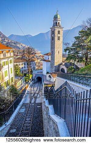 Stock Photograph - Cathedral of San Lorenzo; Lugano, Ticino, Switzerland. Fotosearch