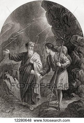 Stock Photo - Christian and Evangelist. From The Pilgrim's Progress by John Bunyan. 19th century print.. Fotosearch