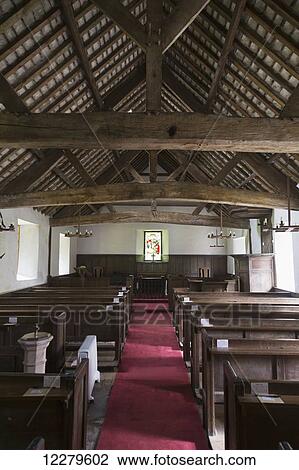 Church with wooden pews and red carpet; Cumbria, England View Large Photo Image Stock Image - Church with wooden pews and red carpet; Cumbria, England. Fotosearch
