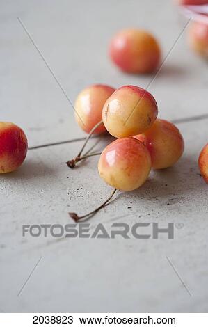 Stock Image - Close Up Of Rainier Cherries. Fotosearch