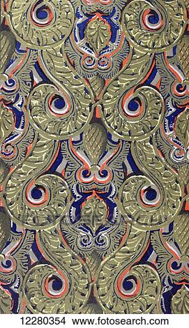 Picture - Complex geometrical design elements typically found in Arabic architecture. From Enciclopedia Ilustrada Seguí, published Barcelona circa 1910.. Fotosearch